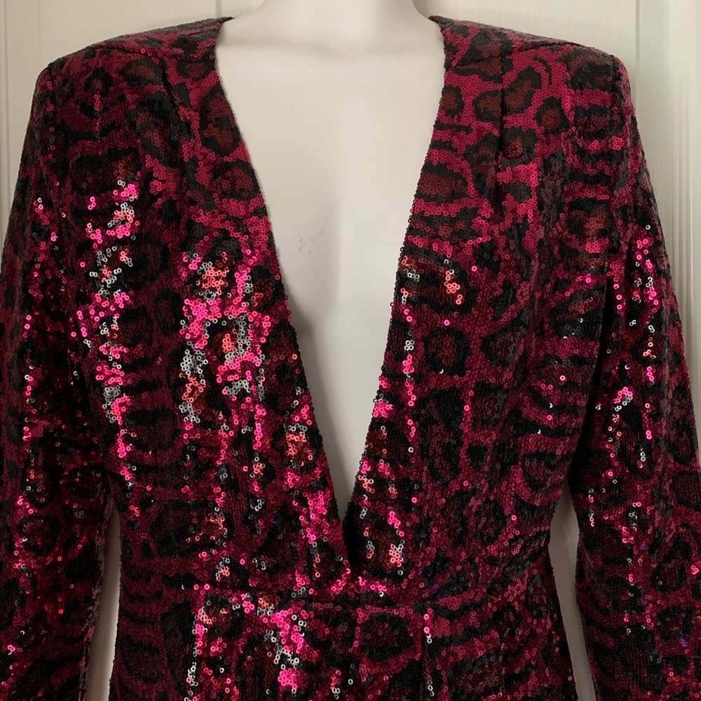 Topshop X Halpern Cheetah Shiny Sequin Dress US6